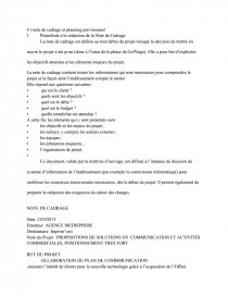 Exemple Note De Cadrage Projet