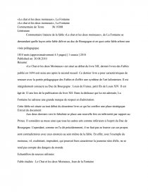 Le Chat Et Les Deux Moineaux La Fontaine Commentaire De Texte Dissertation