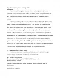 Sujet les caracteres g n raux de la regle de droit Dissertation