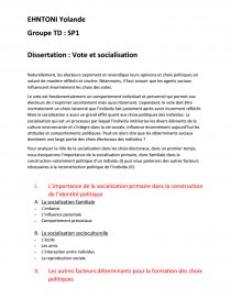 dissertation ses socialisation 1ere