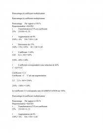 Coefficients Multiplicateurs Et Pourcentages 1ère Mathématiques