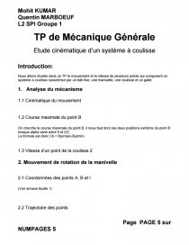 Etude Cinematique D Un Systeme A Coulisse Etude De Cas Quentin2810