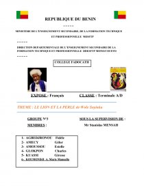 Expose Sur Le Lion Et La Perle Dissertation Peroman