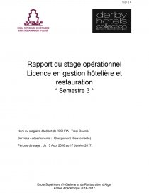 Rapport De Stage Hotellerie Pdf