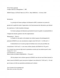 Compte Rendu De Tp Chimie Preparation Des Solutions Pdf