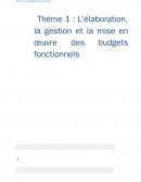 L’élaboration, la gestion et la mise en œuvre des budgets fonctionnels