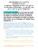 Les classes grammaticales Les classes grammaticales
