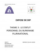 Le statut personnel du Burkinabe plurinational Le statut personnel du Burkinabe plurinational