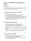 Les différentes générations en France Les différentes générations en France