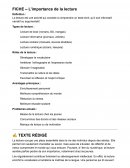 L’importance de la lecture L’importance de la lecture