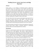 Modeling Enzyme Activity Using Linear and Ridge Regression Modeling Enzyme Activity Using Linear and Ridge Regression