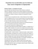 Proposition d’une nouvelle édition pour les Cahiers de Douai – devoir d’imagination et d’appropriation Proposition d’une nouvelle édition pour les Cahiers de Douai – devoir d’imagination et d’appropriation